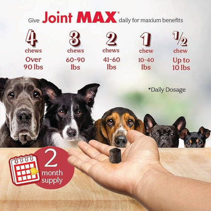 Joint Max TS Joint Supplement Vet Formulated Pain & Inflammation Relief Treats Hip Dysplasia & Arthritis, Glucosamine, Chondroitin, Turmeric, MSM, HA, Creatine, Omega 3 EPA + DHA.120 Soft Chews