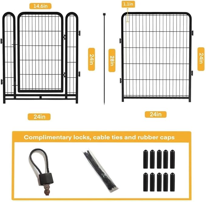Getlay Dog Playpen 24 inch(H) 16 Panels Dog Fence Outdoor for Yard. Metal Dog Pen Heavy Duty Pet Puppy Exercise Pen for Rv Camping Garden Yard, Wide Door Low Threshold Dog Fence Total 31.4 Ft(L)
