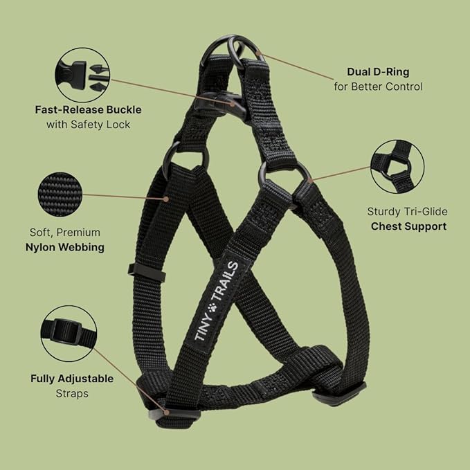 Step-in Dog Harness for Medium Sized Breeds – Adjustable No-Pull Soft Vest, Secure, Lightweight & Comfortable Premium Nylon, Black (Medium – 18"-26" Chest Girth)