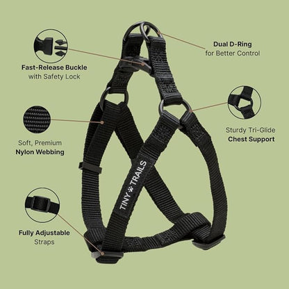 Step-in Dog Harness for Medium Sized Breeds – Adjustable No-Pull Soft Vest, Secure, Lightweight & Comfortable Premium Nylon, Black (Medium – 18"-26" Chest Girth)