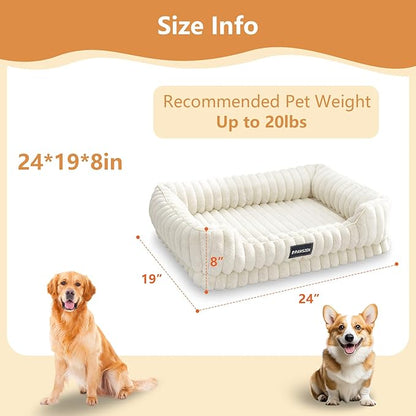 Dog Bed with Base, High Resilience & Supportive Dog Bed Medium Size Dog & Small Dog Bed, Raised Sides, Non-Slip Bottom Dog Beds for Small Dogs & Cats, Removable & Machine Washable