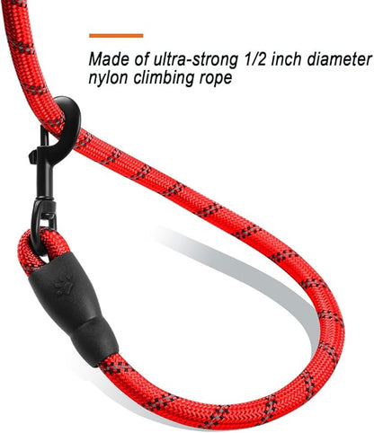 BARKBAY Dog Leashes for Large Dogs Heavy Duty Dog Leash 4/5/6 FT with Comfortable Padded Handle and Highly Reflective Threads for Medium Large Dogs Walking Training Running (5FT-1/2'',Red