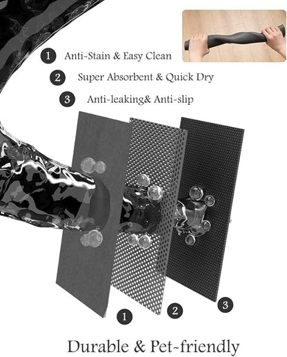 Pet Feeding Mat-Absorbent Dog Mat for Food and Water Bowl-No Stains Quick Dry Water Dispenser Mat-Dog Accessories Pet Supplies-Bowl for Messy Drinkers（Darkgrey,17"x34"