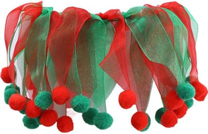 Christmas Pet Collar Ornaments Red Green Collar Adjustable Holiday Dress for Cat and Dog (S(30CM))