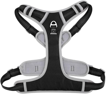 Paawpal Adjustable Dog Harness - No Pull, Reflective, Soft Padded for Small, Medium, Large Dogs - Includes Leash Black M