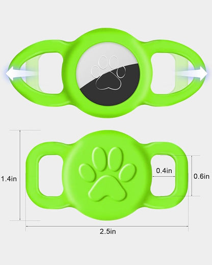Dynmeow Dog Cat Collar Holder Compatible with Airtag, Anti-Lost Silcione Holder for 3/8 and 5/8 Inch Wide Collars, Green, S(1 Pack)