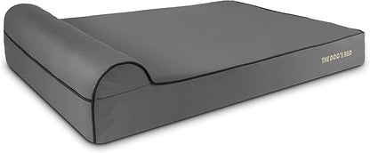 The Dog’s Bed Orthopedic Headrest Dog Bed XXL Grey/Black, Memory Foam, Pain Relief for Arthritis, Hip & Elbow Dysplasia, Post Surgery, Lameness, Waterproof Washable Cover, Veterinary Approved
