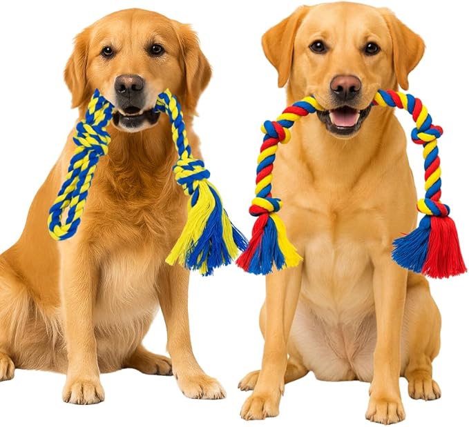 PAWPOURRI Dog Rope Toys for Medium and Large Dogs | Strong Cotton Rope Set for Chewing, Teething Comfort, Tug Play and Daily Interactive Activities | (2 pcs Dog Toys Combo)