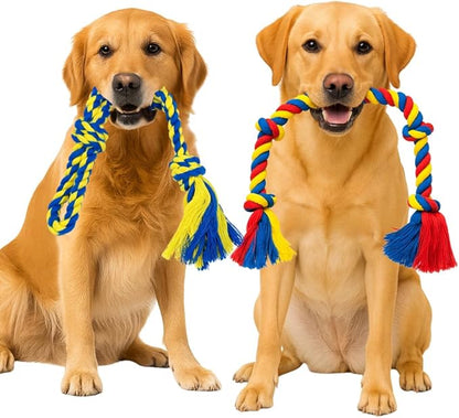 PAWPOURRI Dog Rope Toys for Medium and Large Dogs | Strong Cotton Rope Set for Chewing, Teething Comfort, Tug Play and Daily Interactive Activities | (2 pcs Dog Toys Combo)