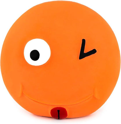 CHIWAVA 4 Pack 3.2'' Latex Squeaky Dog Toy Smiley Face Balls Interactive Fetch Play for Small Dogs