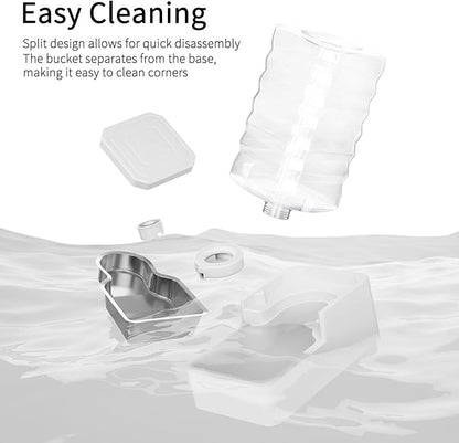 RIZZARI Stainless Steel Pet Waterer: 9L White Gravity Fed Water Dispenser Leak-Proof for Senior Dogs Joint Care Home Owners - with Filter - Bedroom Garden Use