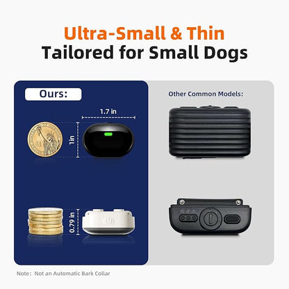 Ultra-Small Dog Shock Collar with Remote, Ultra-Light & Thin Dog Training Collar, Tailored for Small Dogs 5-15lbs & Medium Dogs, 198-Level Precise Control, Waterproof, Rechargeable (Not Auto Collar)