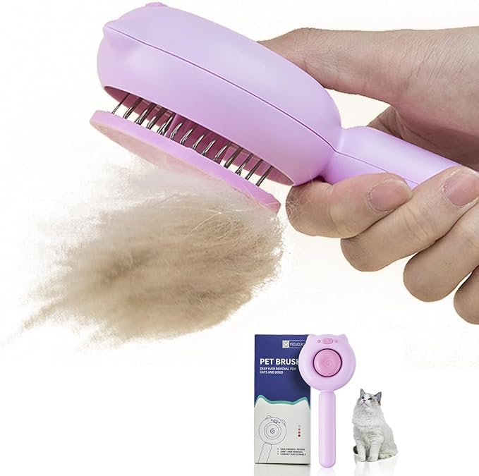 VIOJOJO Cat Brush Dog brushes with Release Button for Shedding Grooming, fit for Long or Medium Haired Cats, Lightweight Skin Friendly Pet Brush Hair Removal Comb Brushes for Kitten