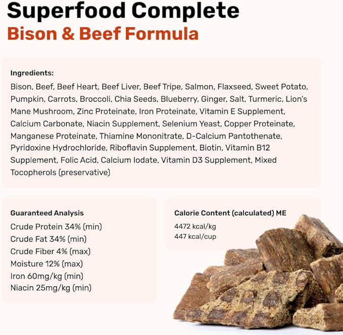 BADLANDS RANCH by Katherine Heigl – Superfood Complete Air-Dried Beef & Bison Dog Food – High Protein with Superfoods for Daily Wellness & Consistent Nutrition – 24 oz