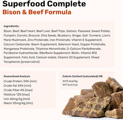 BADLANDS RANCH by Katherine Heigl – Superfood Complete Air-Dried Beef & Bison Dog Food – High Protein with Superfoods for Daily Wellness & Consistent Nutrition – 64 oz
