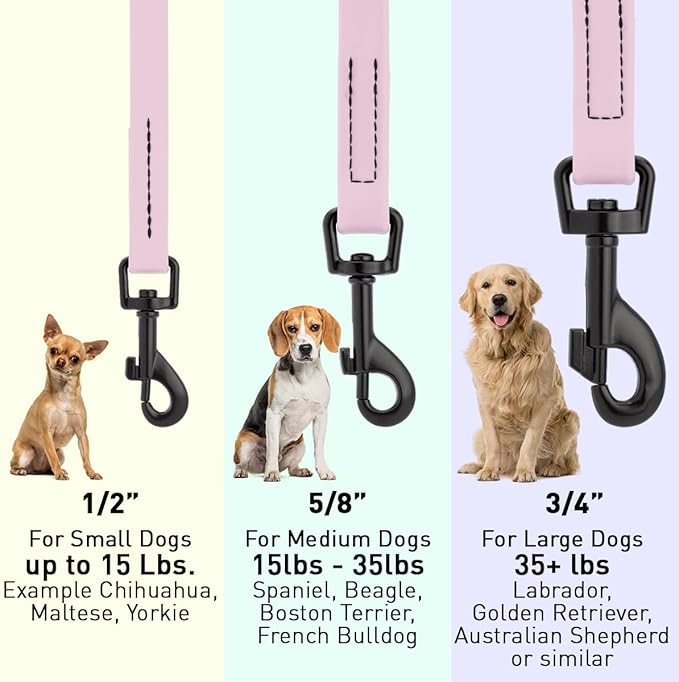 Dogline Biothane Waterproof Dog Leash Strong Coated Nylon Webbing with Black Hardware Odor-Proof Easy to Clean High Performance for Small or Large Dogs Made in USA 4 or 6 ft Lead, Pastel Purple