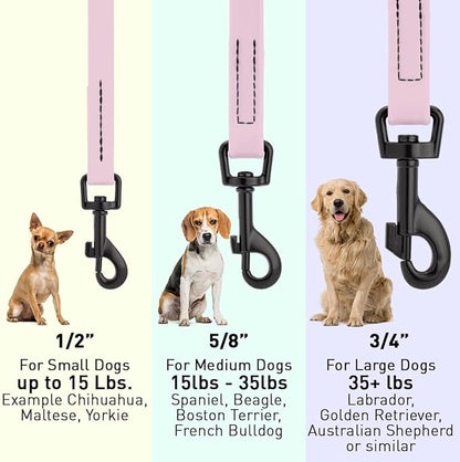 Dogline Biothane Waterproof Dog Leash Strong Coated Nylon Webbing with Black Hardware Odor-Proof Easy to Clean High Performance for Small or Large Dogs Made in USA 4 or 6 ft Lead, Pastel Purple