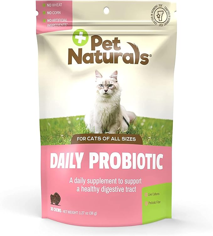 Pet Naturals Daily Probiotic Soft Chews for Cats, Digestive and Immune Support Supplement, 100 Million CFU Per Chew, Duck, 30 Count