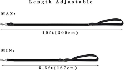 10FT Adjustable Dog Leash, Nylon Dog Leashes for Medium Large Dogs (Red)