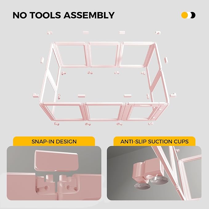 EVERFRONT Clear Acrylic Plastic Dog Playpen - Clear Dog Play Pen - Easy Assemble Acrylic Dog Playpen - Puppy Playpen, Cat Playpen, Small Animal Playpen, Dog Play Pen Indoors (Pink-23.6" H, 12PCS)