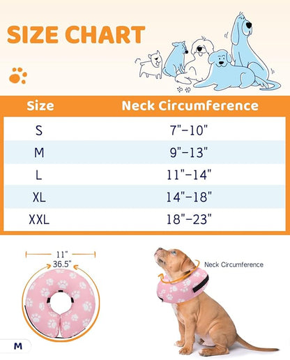 Supet Inflatable Dog Cone Collar for Large Medium Small Dogs, Soft Cone Collar for Dogs Cats, ECollar Doggie Neck Donut Dog Cone Alternative After Surgery