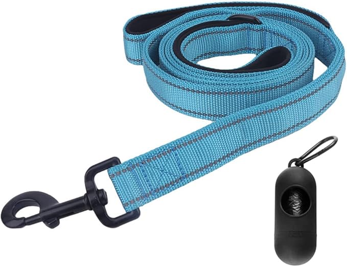 Heavy Duty Dog Leash with 2 Handles - 5FT Reflective Anti-Pull Training Lead for Medium & Large Dogs, Double Handle Leash with Padded Grip, Durable Nylon Pet Leash (Blue) by [CHENEDY]