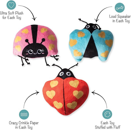 Fringe Studio Plush Dog Toy, Buggy for You, Small 3 Piece Set, Pet Shop Collection (662028)