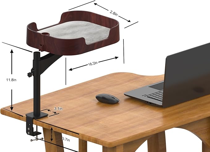 RAKEMETE Cat Desk Bed, Adjustable Up and Down and 360° Rotatable for Elevated Pet Habitat in The Home&Office - Space-Saving, Comfortable Litter, Pet Mat and Removable Indoor Cat Mat