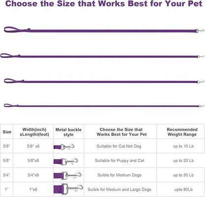 AMAGOOD 6 FT Puppy/Dog Leash, Strong and Durable Traditional Style Leash with Easy to Use Collar Hook, Great for Small, Medium and Large Dogs (3/4 in x 6 ft, Black and Purple (2-Pack))