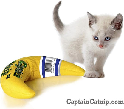Captain Catnip Cat Banana Toy, Kitten Interactive Toy, Fun Playing Cat Toy, Filled with Organic Catnip for Indoor Cats (Pack of 2)