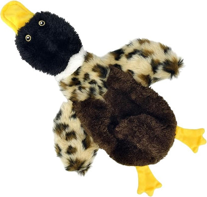 Calibonbon Duck Dog Squeaky Toy for Aggressive Chewers - No Stuffing Durable Plush with 4 Squeakers & Crinkle Wings, Chew Proof Puppy Toys for Small Medium Large Dogs (Black & Brown)