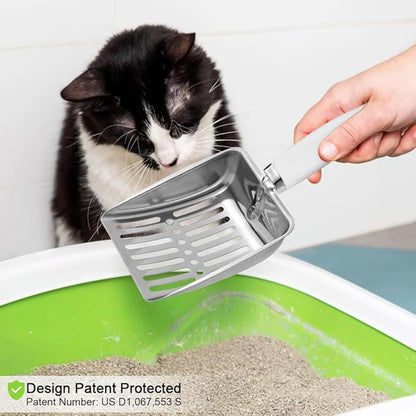 Apidgrowth Cat Litter Scoop - Stainless Steel Metal Cat Litter Scoop-Sturdy Mesh Scooper - Mesh Shovel-Easy to Clean - Suitable for Cat Litter Box -Grey White-Christmas