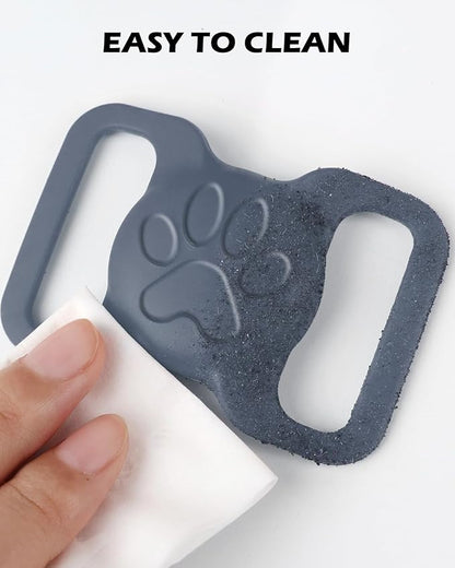 Dynmeow Dog Cat Collar Holder Compatible with Airtag, Anti-Lost Silcione Holder for 1.2 and 1.5 inch Wide Collar, Grey, L(1 Pack)