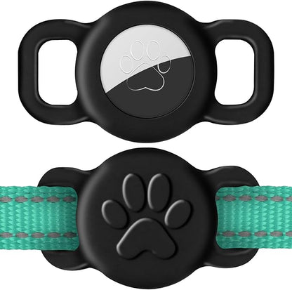 Dynmeow Dog Cat Collar Holder Compatible with Airtag, Anti-Lost Silcione Holder for 3/8 and 5/8 Inch Wide Collars, Black, S(1 Pack)