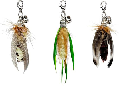 TTcat Cat Feather Wand Toys,Retractable Wand Toy with 3 Mini Insect Refills, Transparent Carbon Wire,Interactive Cat Toy Kitten Toy for Indoor Cats to Play Chase Exercis.