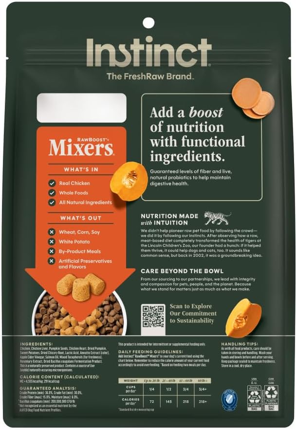 Instinct Raw Boost Mixers Freeze Dried Dog Food Toppers For Dry Food, Grain Free Dog Food Toppers with Chicken For Dogs - Gut Health, 12.5 oz