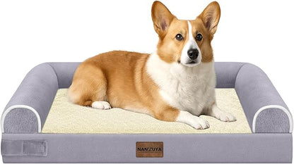 Medium Large Dog Bed Orthopedic Washable: Beds Bolster Medium Large Sized Dog Bed Egg Crate Foam Couch Sofa Waterproof with Removable Cover - Purple