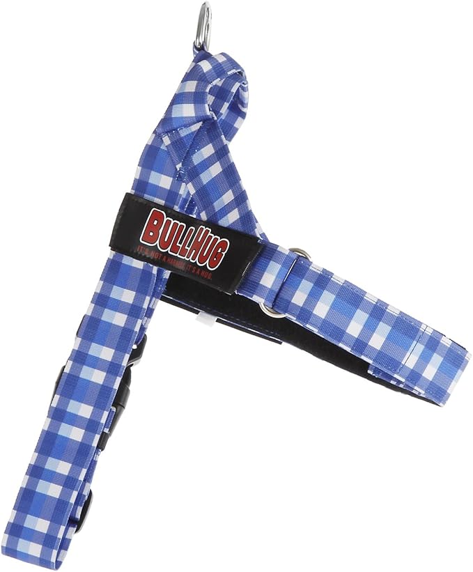 BULLHUG Adjustable Dog Harness– No Pull, No Choke – for English Bulldogs, French Bulldogs, Pugs & Broad-Chested Breeds – Easy, Safe Walks (BLUEWHITE, Medium)