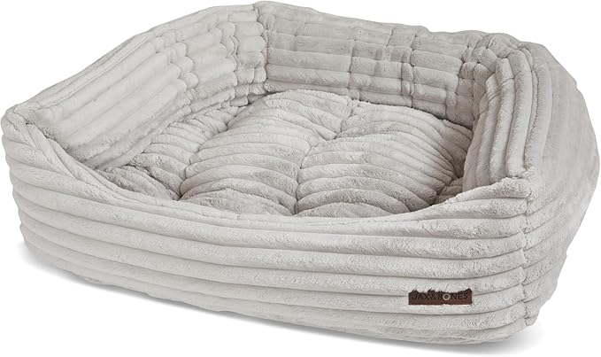 Jax & Bones Dog Bed Napper - Luna Grey Machine Washable Bed For Dogs - Extra Heavy Duty Bolstered Sides - Small Grey Dog Mat Beds | 24 x 21 Inches