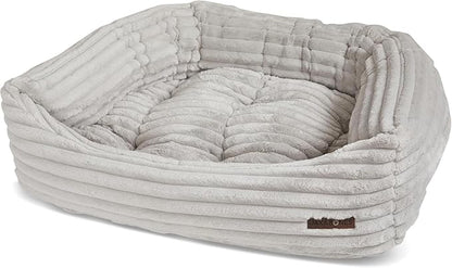 Jax & Bones Dog Bed Napper - Luna Grey Machine Washable Bed For Dogs - Extra Heavy Duty Bolstered Sides - Small Grey Dog Mat Beds | 24 x 21 Inches