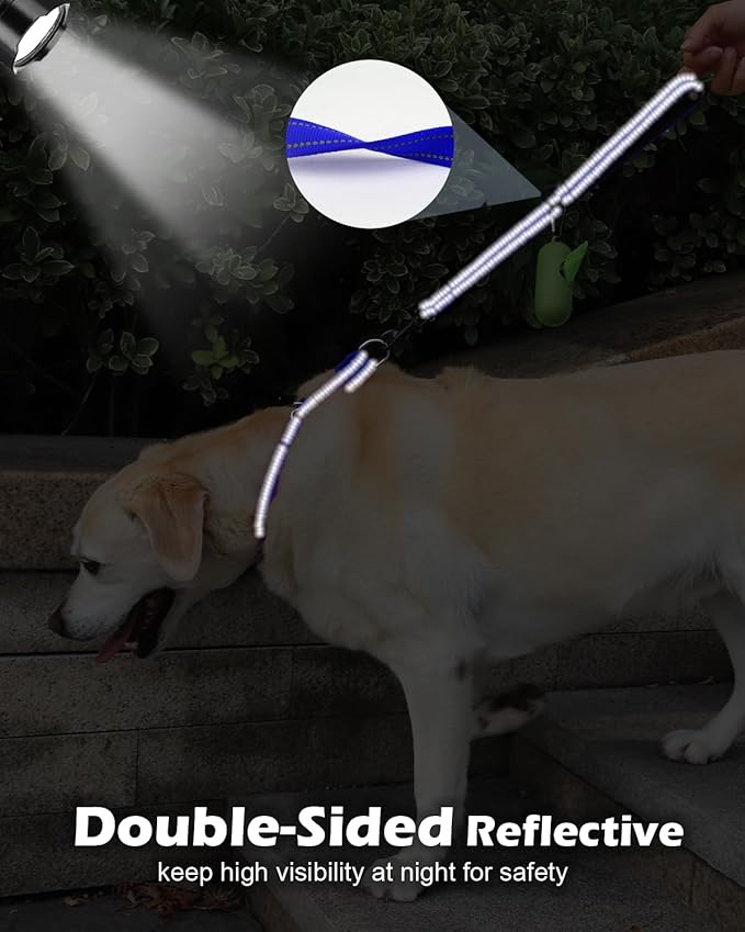 Joytale Strong Short Dog Leash 2FT, 1.2 Inch Wide, Heavy Duty, Padded Handle for Traffic Control, Reflective Leash for Medium and Large Dogs Walking Training, Royal Blue