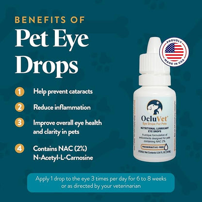Bundle Eye Supplements for Dogs & Cats | Vision Chews with Omega-3 for All Ages | Includes 60 Chicken Liver Flavored Chews & Pet Eye Drops, 16 mL | Antioxidants & 2% NAC for Cataracts