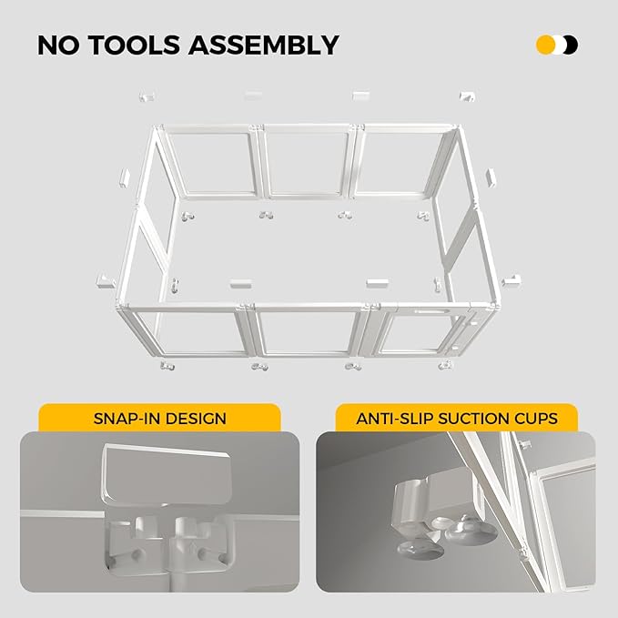 EVERFRONT Clear Acrylic Plastic Dog Playpen - Clear Dog Play Pen - Easy Assemble Acrylic Dog Playpen - Puppy Playpen, Cat Playpen, Small Animal Playpen, Dog Play Pen Indoors (White, 23.6“ H, 8PCS)