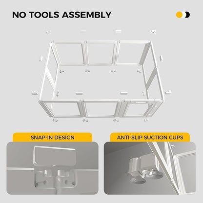 EVERFRONT Clear Acrylic Plastic Dog Playpen - Clear Dog Play Pen - Easy Assemble Acrylic Dog Playpen - Puppy Playpen, Cat Playpen, Small Animal Playpen, Dog Play Pen Indoors (White, 23.6“ H, 8PCS)