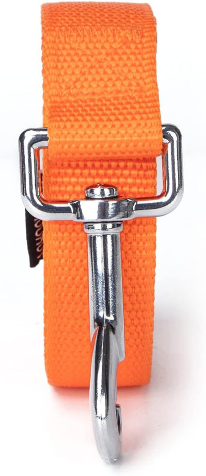 Siumouhoi Strong Durable Nylon Dog Training Leash, 1 Inch Wide Traction Rope, 6 ft 10ft 15ft Long, for Small and Medium Dog (Orange, 10 Feet)