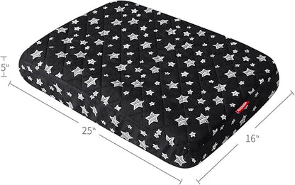 Waterproof Dog Bed Covers Replacement Washable Pet Hair Easy to Remove, Noiseless Quilted Puppy Pet Bed Cover Lovely Black Star Print 16x25 Inches, for Dog/Cat, Cover Only