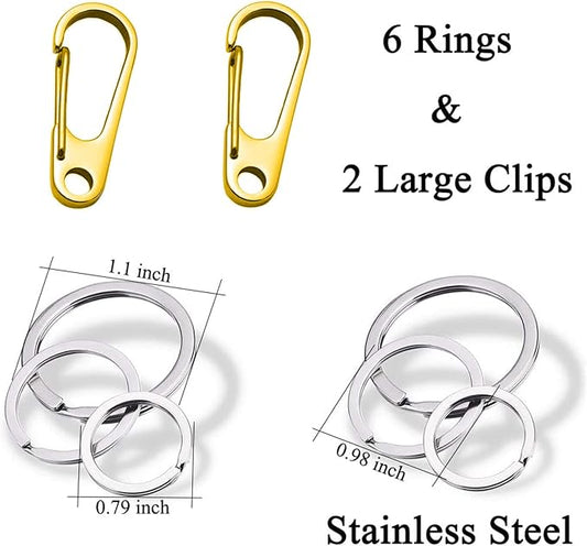 Dog Tag Clips / 2 Pack/Multiple Size 304 Stainless Steel Quick Clip with Rings/Easy Change Dog Cat ID Tag Holder for Small pet Collars and Harnesses.(2 Large Gold)