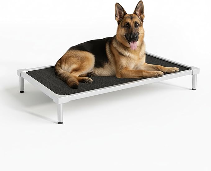 Pronest Elevated Dog Beds Large Sized Dog, Chew Proof Aluminum Alloy Heavy Duty Dogs Supplies Cooling Raised Pet Cot Indestructible with Anti-Rust Washable Assembly for Crate Outdoor-48.4"x 32.7" x 7"