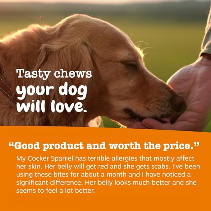 Zesty Paws Dog Allergy Relief Chews, Dog Probiotics for Itchy Skin and Ears, Peanut Butter, 90ct