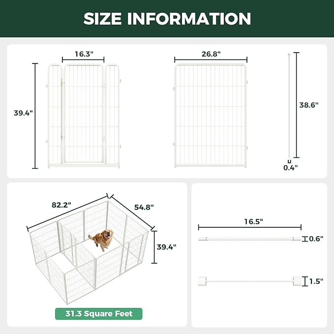 FXW Homeplus Unleashed Indoor Dog Playpen - Stress-Free and Safe Play, Heavy Duty 40 Inch 12 Panels with Connectors (Pack of 2) for Puppy and Small Dogs, White│Patented